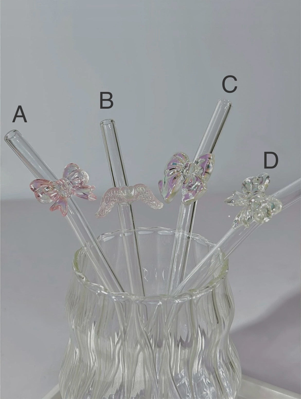 Glass Straw With Bow